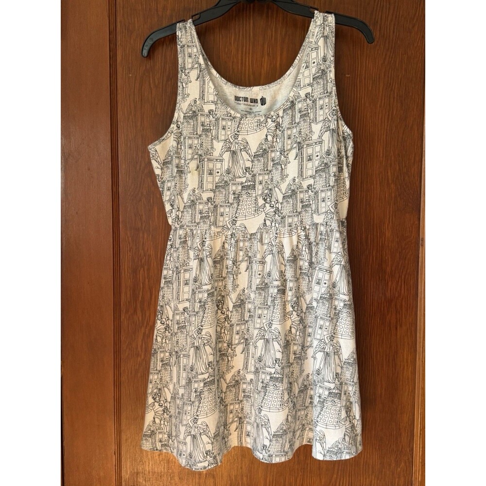 Doctor Who Dress Tank Black White Weeping Angel Dalek Tardis XL